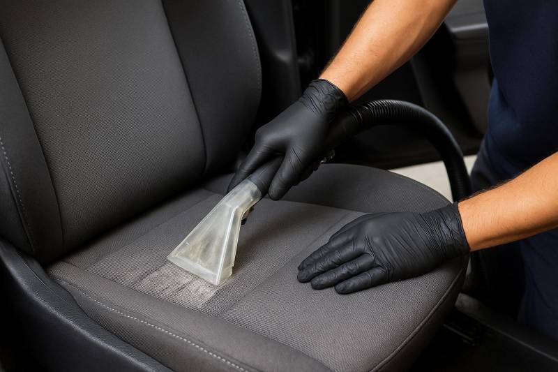 Nettoyage professionnel de sièges de voiture en tissus